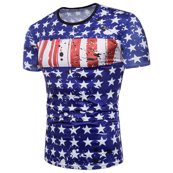 Mens Flag 3D Printing Tees Shirt Short Sleeve T-Shirt Blouse Tops