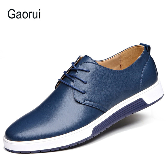 Gaorui New Brand Men Loafers PU Leather Casual Shoes Men Flats Oxford Shoes For Men Driving Shoes Lace Up Plus Size