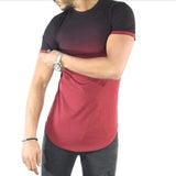 4 Colors Gradient Color Blocking Men T shirt Longline Curved hem Slim T-shirt Men Hip hop tshirt Summer Top camisetas Streetwear