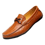 Hot Sale Big Size new men's Genuine Leather Men Moccasin Flats Slip On crocodile leather casual shoes driving loafer