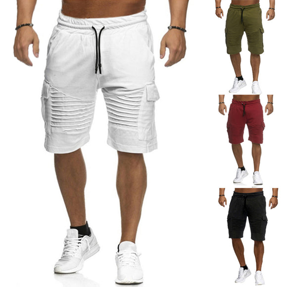 Stylish Cargo Shorts Casual Shorts Men Knee-Length Drawstring Pockets Fitness Sweatpants Joggers Sporting Plus Size 2XL Summer