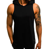 Summer Stylish Men Tank Top With Hooded Loose Fitness Men Joggers Bodybuilding Muscle Vest Workouts Shirt Muscle Tee Pullover