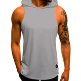 Summer Stylish Men Tank Top With Hooded Loose Fitness Men Joggers Bodybuilding Muscle Vest Workouts Shirt Muscle Tee Pullover