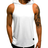 Summer Stylish Men Tank Top With Hooded Loose Fitness Men Joggers Bodybuilding Muscle Vest Workouts Shirt Muscle Tee Pullover