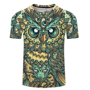 Geometric figure Owl Print 3D T shirt Men Women tshirts Summer Cartoon Short Sleeve O-neck Tops&Tees 2018 Drop Ship ZOOTOP BEAR