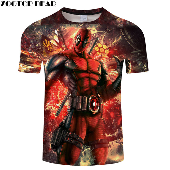 Deadpool 3D Print t shirt Men Women tshirt Summer Casual Short Sleeve O-neck Tops&Tee Streetwear Comic Drop Ship ZOOTOP BEAR