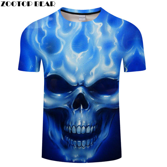Blue Skull 3D t shirt Men tshirt Summer T-Shirt Casual Tops Short Sleeve Tee WomenT-Shirt Streetwear Vintage DropShip ZOOTOPBEAR