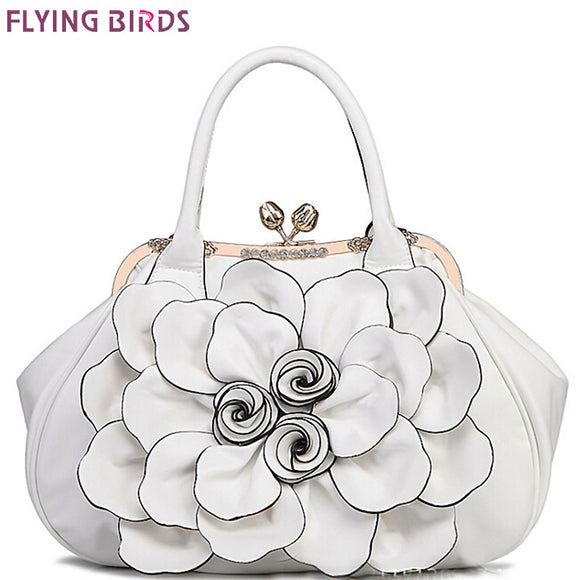 Flying birds designer women handbag 3D flower high quality leather tote bag female large shoulder bag messenger bags LM3515fb